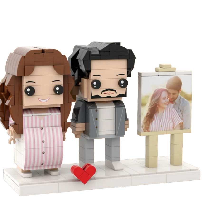 Full Body Customizable Pregnancy Gift 2 People Brick Figures with Photo Anniversary Gift New Mom Gift