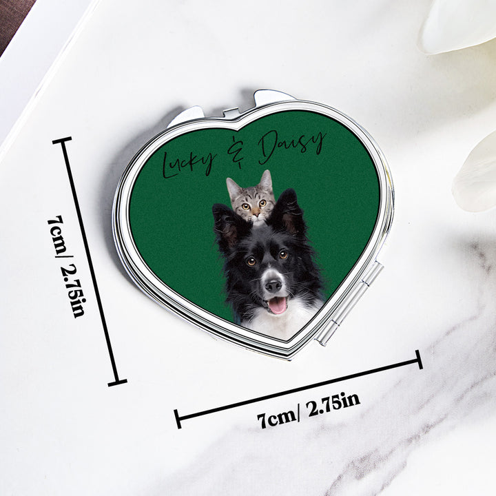 Personalized Pet Portrait Compact Portable Mirror Travel Birthday Gift for Pet Lover