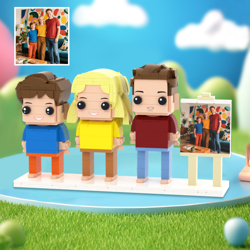 Custom Full-Body Brick Figures of 3 People with Frame Personalized Anniversary Gift Birthday Gift