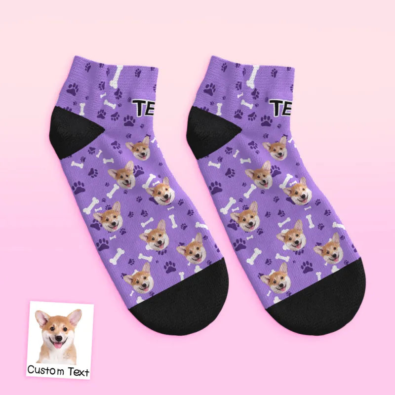 Custom Face Low Cut Ankle Socks with Dog Gift for Pet Lover
