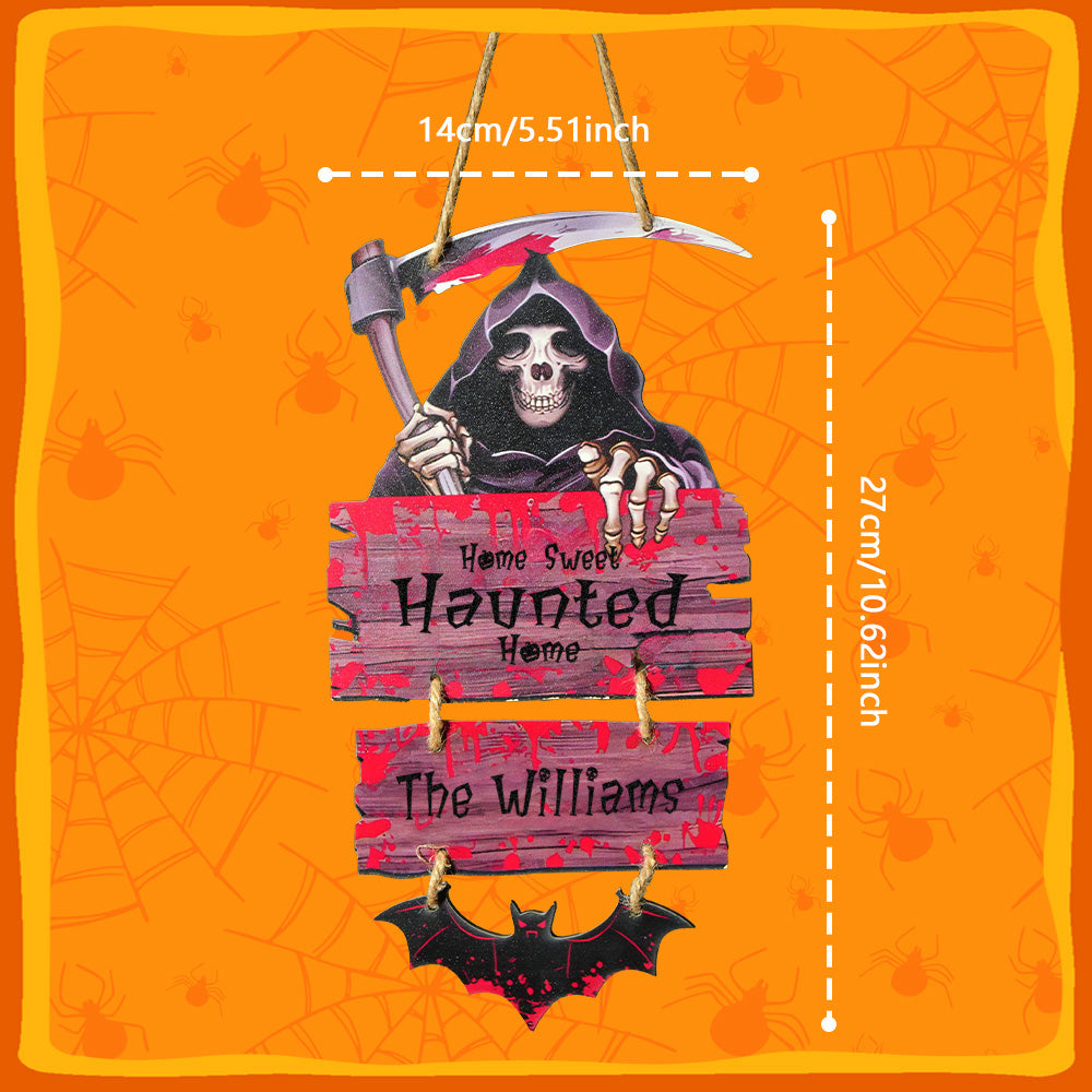 Personalized Death Scythe Ornaments Halloween Door Sign Home Decor for Halloween Gift
