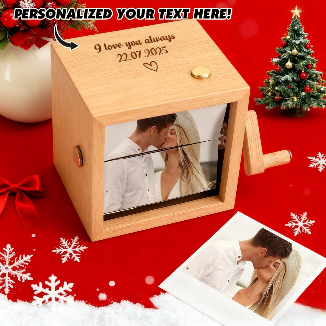 Custom Text & Photo & Music Flipbook Frame Animation Machine Detachable Photos Hand-cranked Flipbook Box with Light Anniversary Gifts