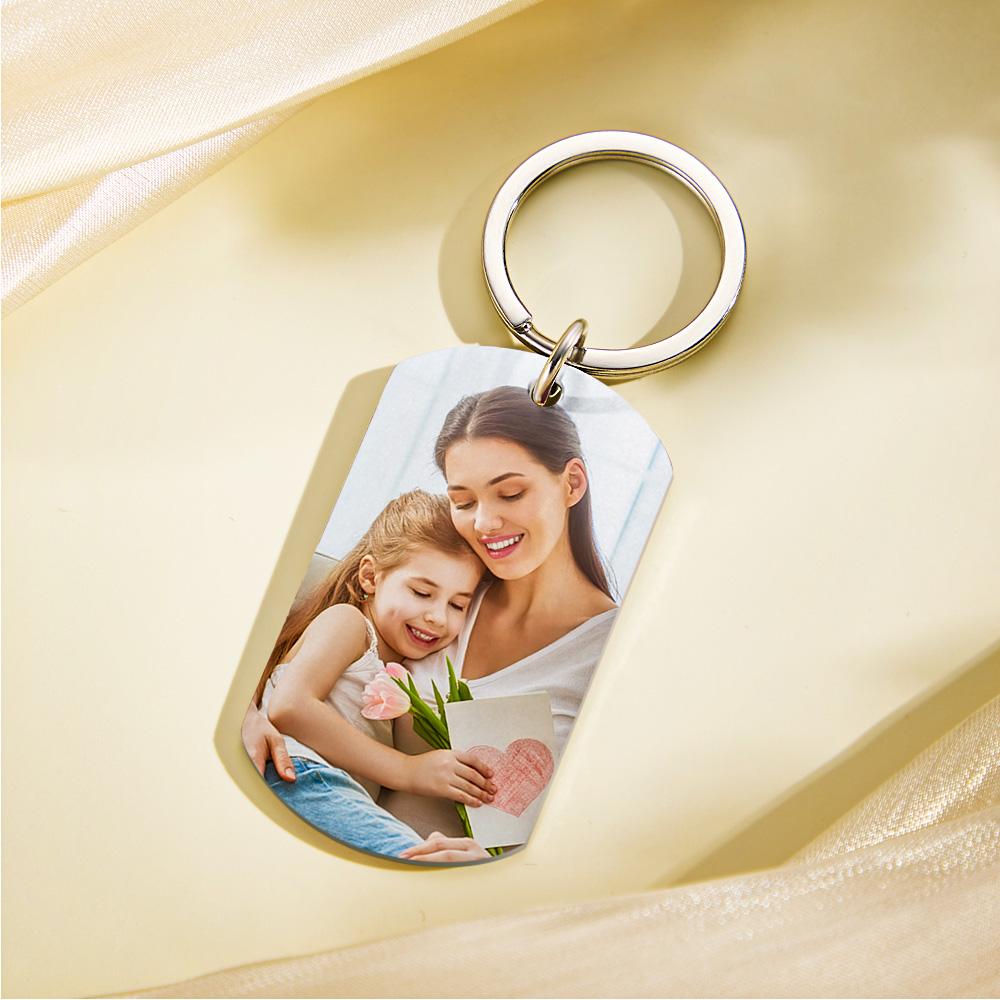To My Mom Custom Photo Keychain Gift For Mom