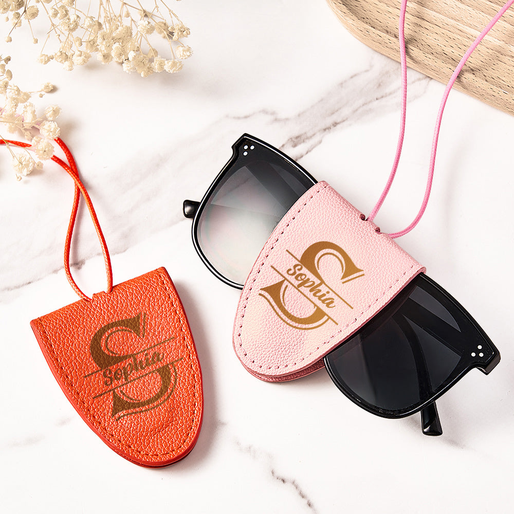 Personalized Leather Magnetic Glasses Clip Lanyard Birthday Gift for Travel Lover