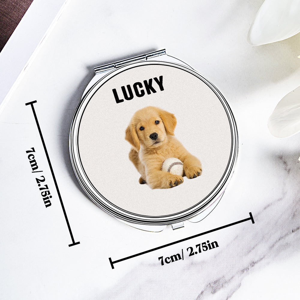 Personalized Pet Portrait Compact Portable Mirror Travel Birthday Gift for Pet Lover