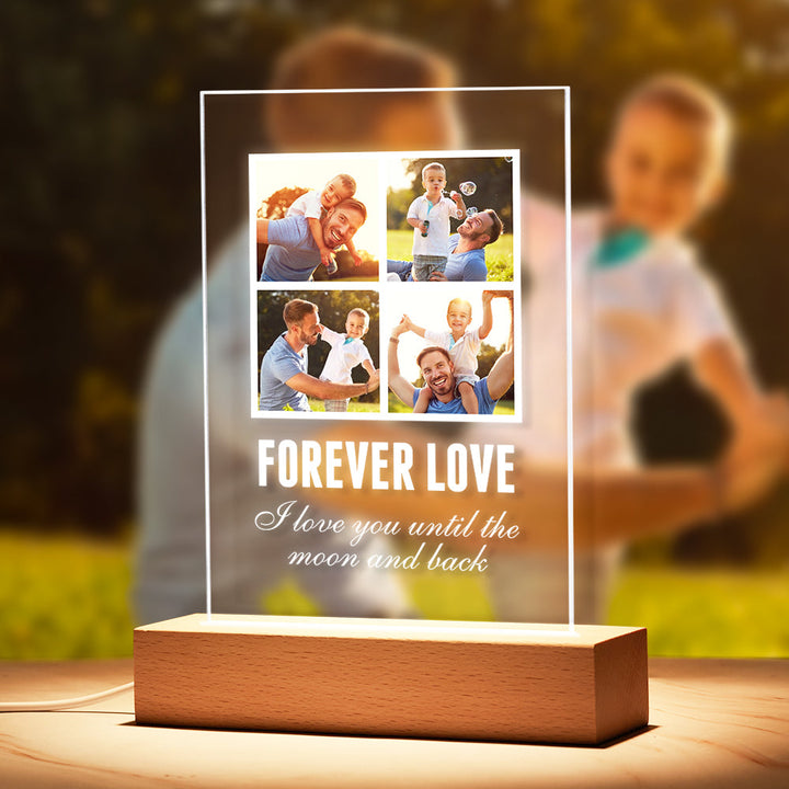 Custom Photo Plaque Wooden Stand Night Light(5.9in x 7.7in), Personalized Photo Strip, Best Friend Gifts