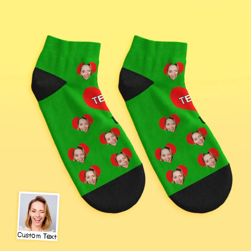 Custom Face Low Cut Ankle Socks – A Heartfelt "I Love U Mom" Gift for Every Occasion