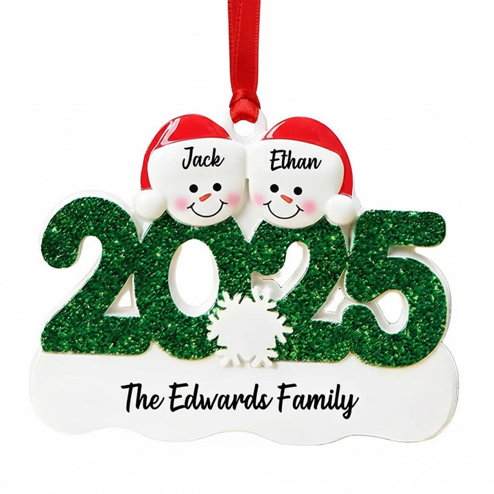 Custom Family Name & Year Snowman Ornament – Personalized Christmas Tree Decoration