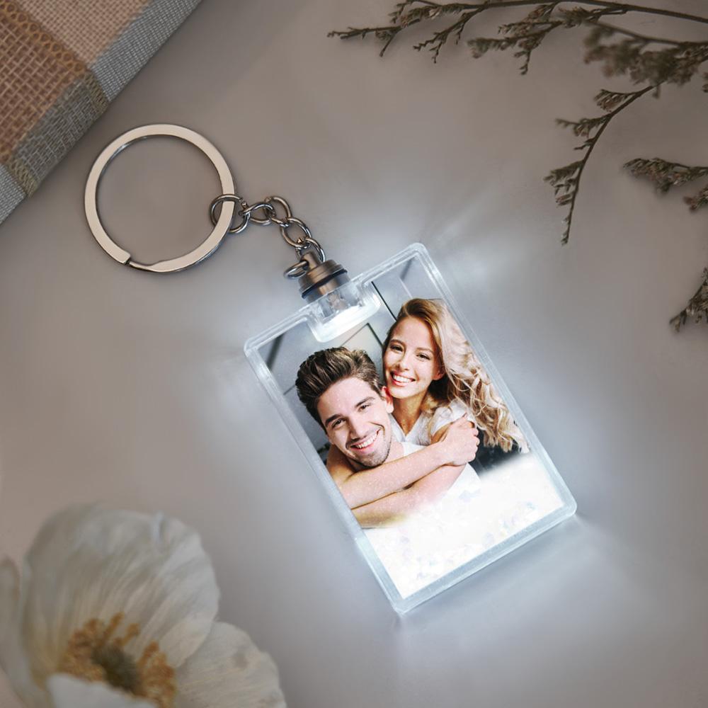 Custom Photo Illuminated Quicksand Keychain Personalized Flowing Sand Gift for Birthday Anniversary
