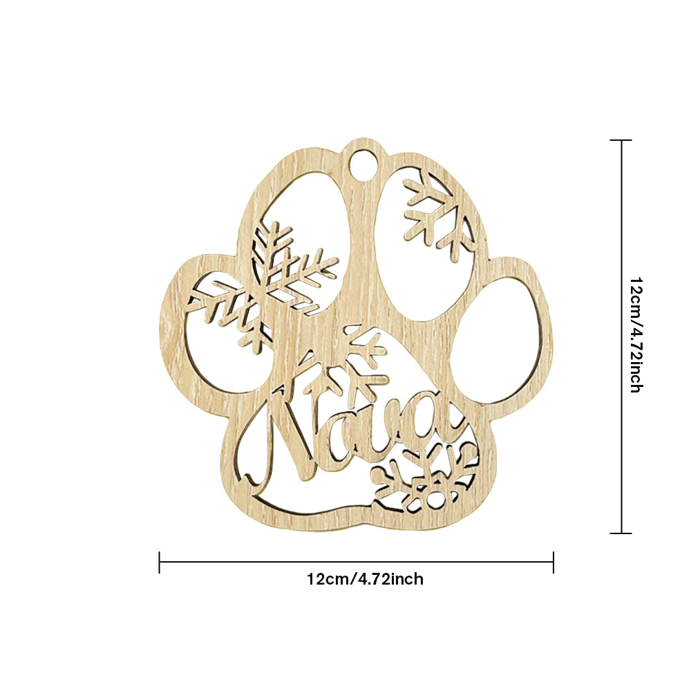 Personalized Wood Pet Paw Christmas Ornament