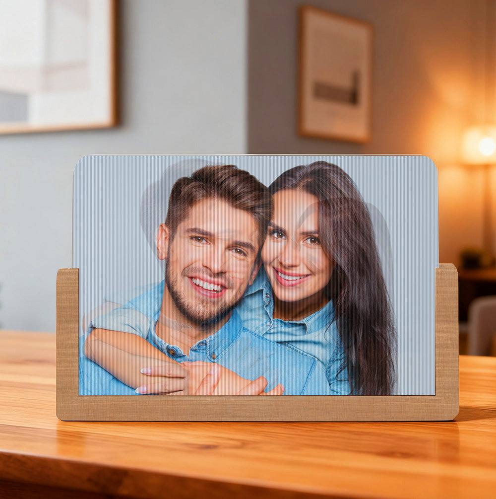 Personalized Lenticular Photo Frame – Custom 2-Image Flip Frame Birthday or Anniversary Gift