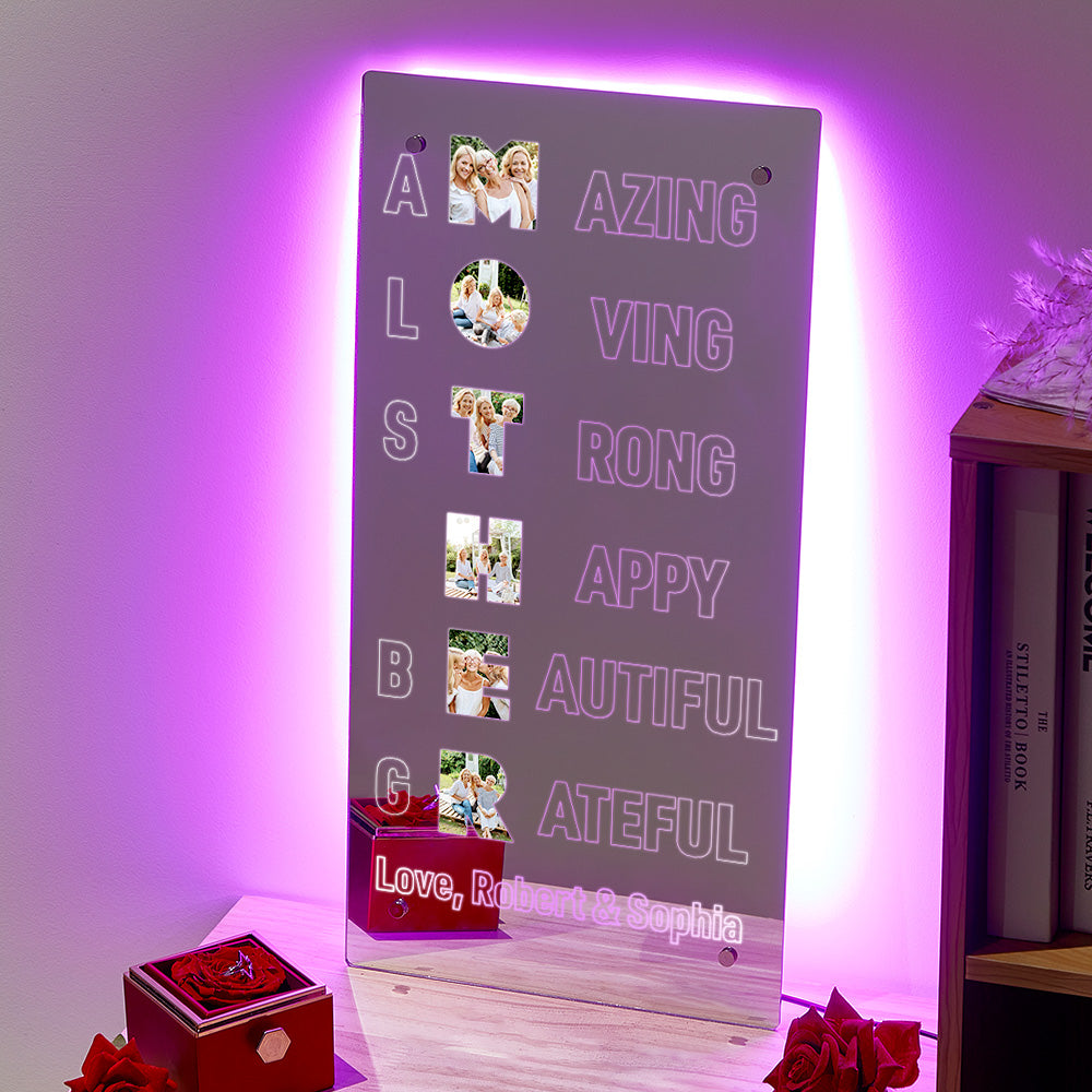 Personalized Photo Mirror Light Amazing Mother's Mirror Lamp Mother's Day Gifts for Mom
