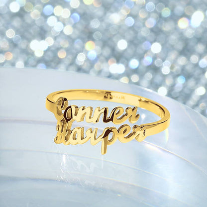 Custom Double Names Ring - 925 Sterling Silver