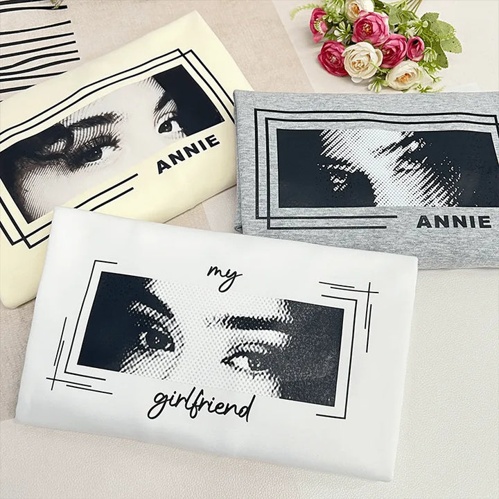 Unique Custom Eyes Tee Loved One's Eyes Shirt Personalized Eyes Artwork Tee Unique Eyes Sketch Art from Photo Gift for Your Love