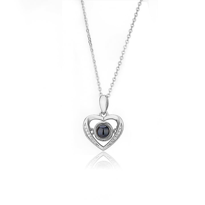 Personalized Heart Projection Necklace with Diamonds
