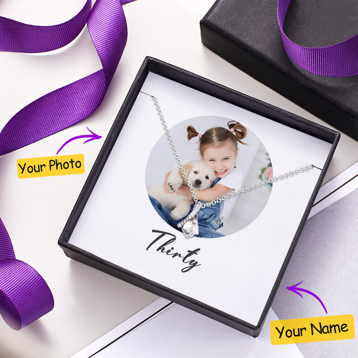 Personalized Photo and Age Message Card with Necklace Best Birthday Gift for Women