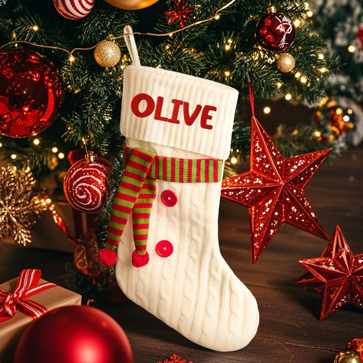 Personalized Christmas Scarve Stocking with Name Embroidery Christmas Stockings Gift for Family