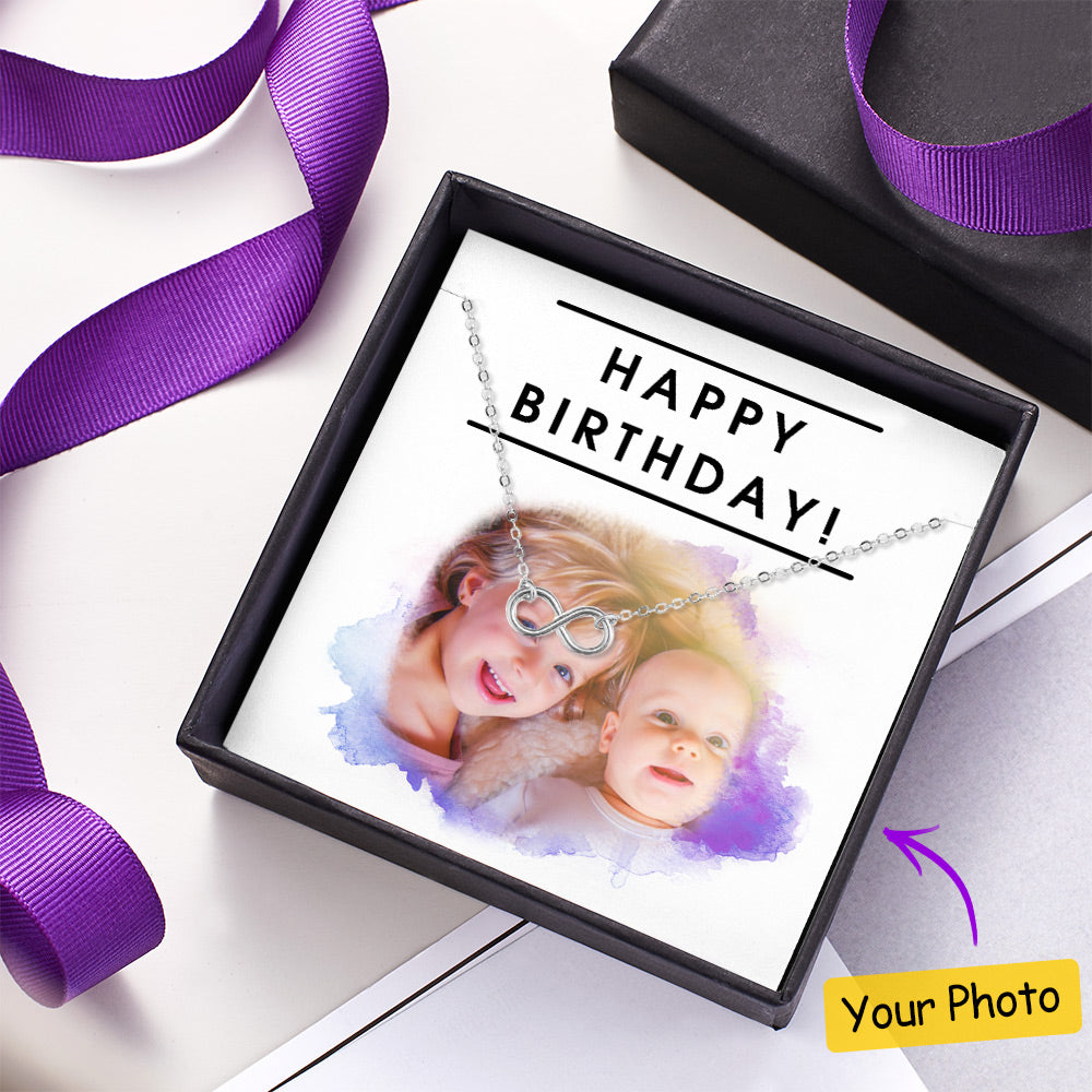 Custom Message Card with Infinity Necklace Best Birthday Gift for Women