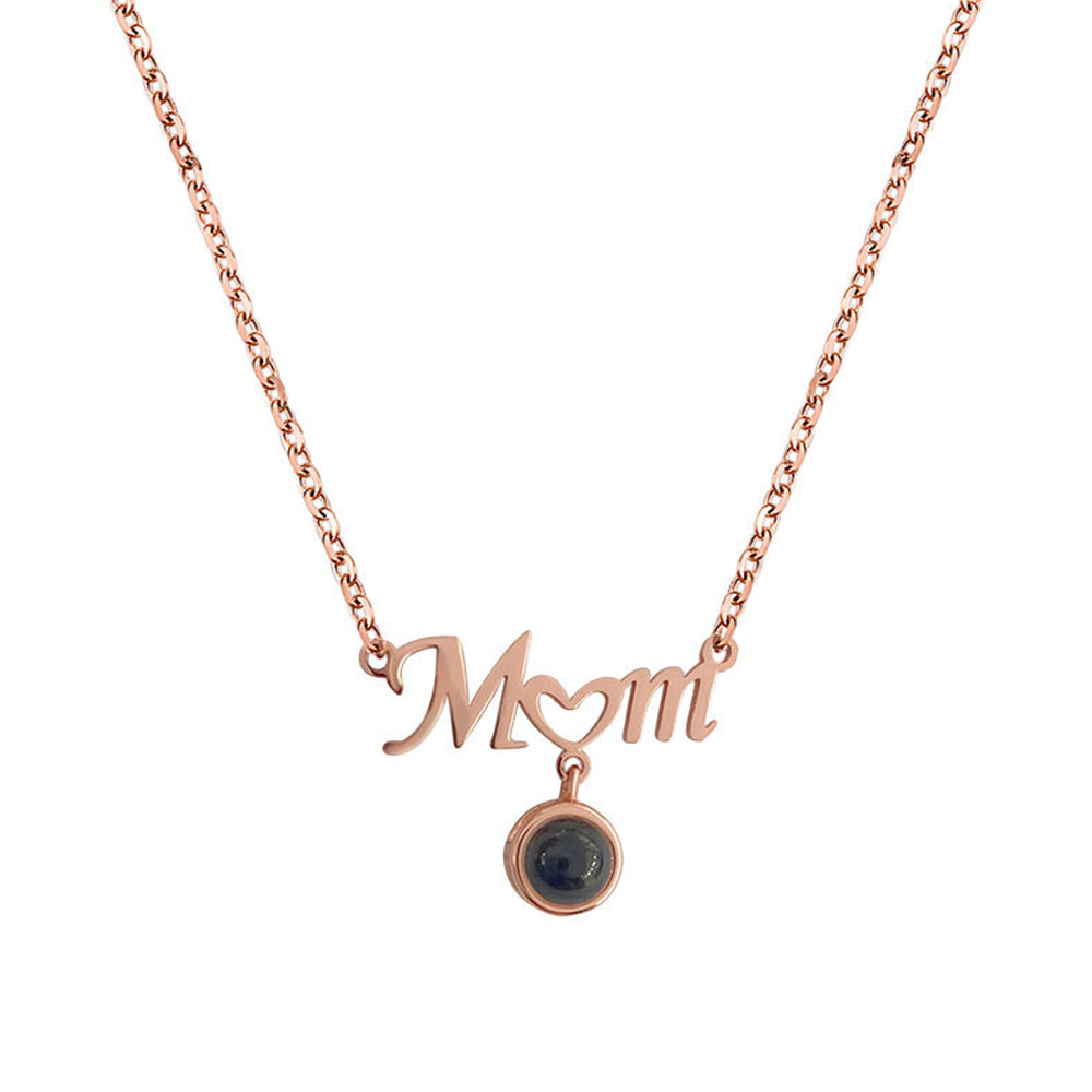 Custom Mom Photo Projection Necklace with Little Heart