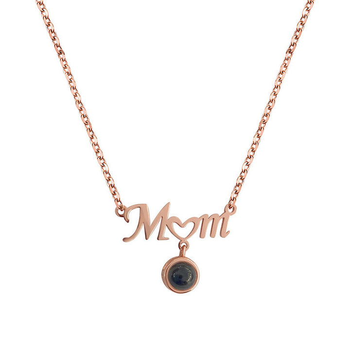 Custom Mom Photo Projection Necklace with Little Heart