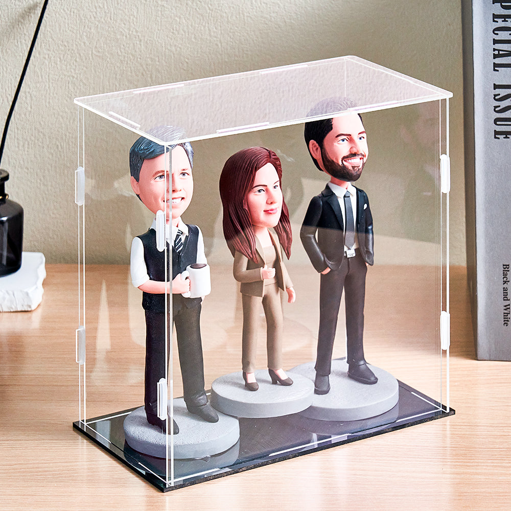 Dustproof Clear Acrylic Display Case Display Box – Protective Box for 3 People Bobbleheads Collectibles