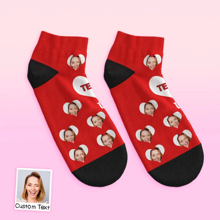 Custom Face Low Cut Ankle Socks – A Heartfelt "I Love U Mom" Gift for Every Occasion