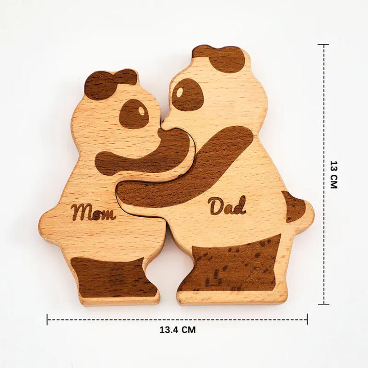 Custom Names Wooden Panda Family Block Puzzle Home Decor Gifts