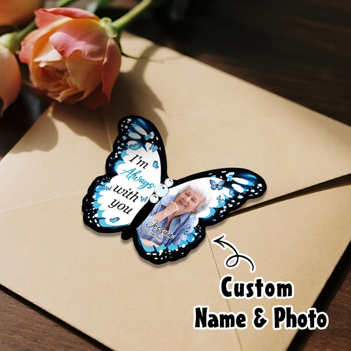 Custom Photo & Name 1-6 Blue Butterfly Hair Clips – Personalized Memorial & Remembrance Gift