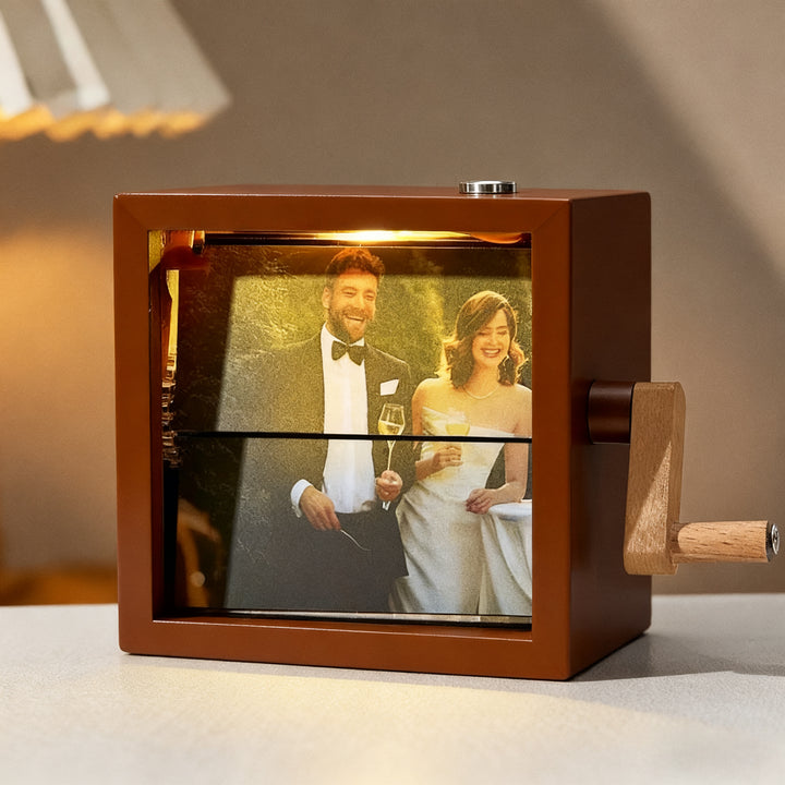 Custom Flipbook Frame with Light – Hand-Cranked Detachable Photos Animation Box, Auto 24-Frame Capture from Video – Unique Anniversary Gift