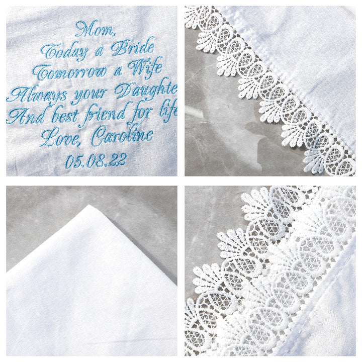 Personalized Wedding Handkerchief Embroidered Hankies Gifts for Mother of the Bride