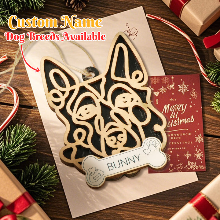 Personalized Line Art Dog with Name Christmas Ornament Christmas Gift for Dog Lover