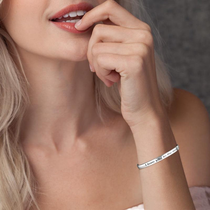 Custom Text Engraved Bangle Women's Cuff Bracelet