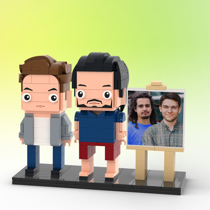 Full Body Customizable 2 People Photo Frame Custom Brick Figures Small Particle Block Gifts for Buddies
