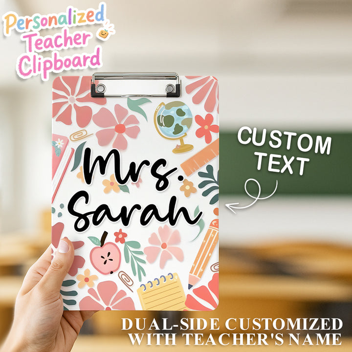 Custom Text Name Folder with Floral Stationery Design – Teacher's Day & Back to School Gift