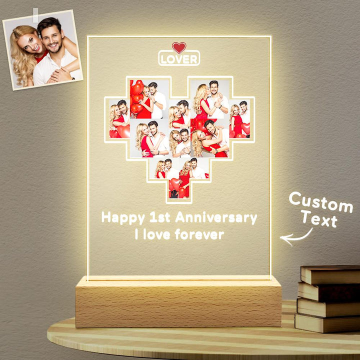 Father's Day Gift Custom Photo Plaque Personalized Glass Nightlight Gift