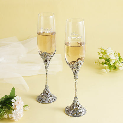Personalized Champagne Flutes Toasting Glasses Wedding Gift for Bride and Groom
