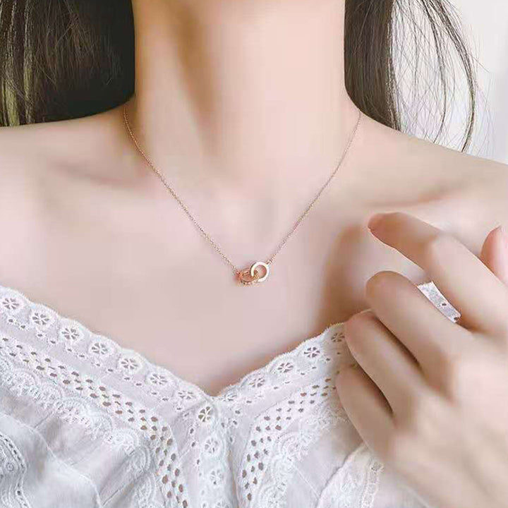Double Ring Necklace with Message Card Personalized Birthday Gift for Lover