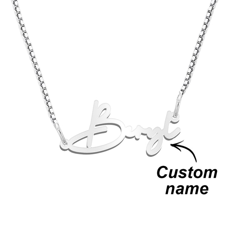 S925 Silver Personalised Name Necklace with Box Chain