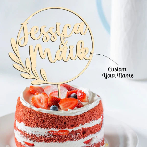 Custom Name Cake Topper Personalized Wooden Birthday Party Wedding Cake Decoration