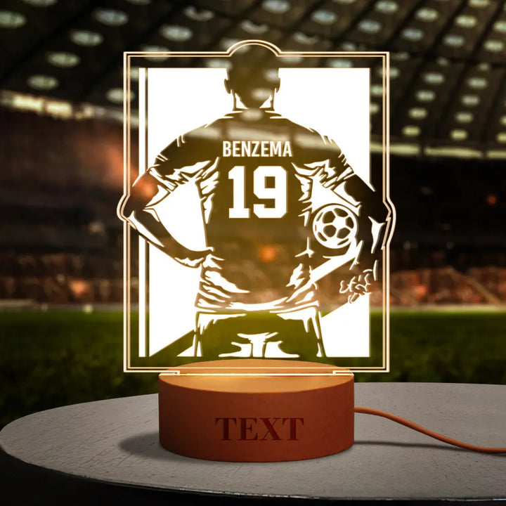 Personalized Soccer Night Light - Perfect Gift for World Cup Fans Round Wooden Base