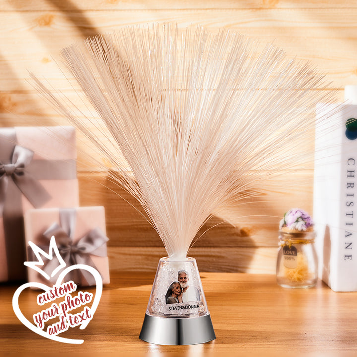 Personalized Fiber Optic Lamp Custom Photo Color Changing Crystal Base Night Light