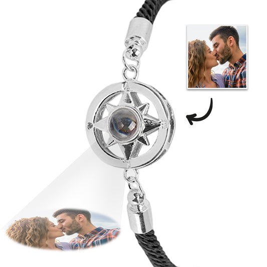 Personalized Round Eight-pointed Star Projection Necklace