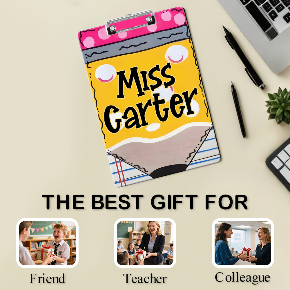 Custom Text Name Folder with Pencil Design – Teacher's Day & Back to School Gift