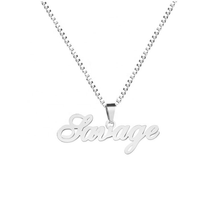 Custom Name Pendant Necklace Stainless Steel Name Plate Necklace