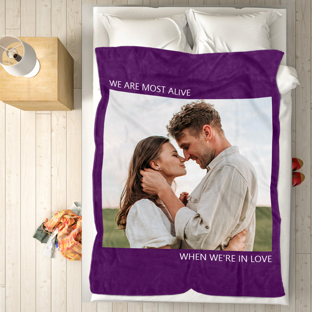 Custom Photo Blanket Fleece Throw Blanket With Text