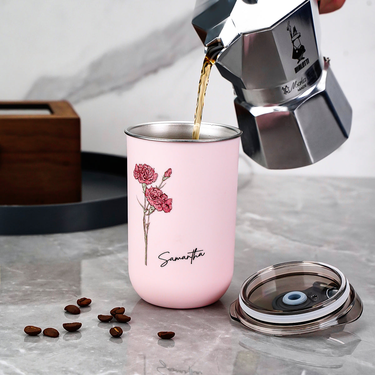 Custom Name Birth Flower Straw Coffee Cup 12oz/350ml - Personalized and Stylish