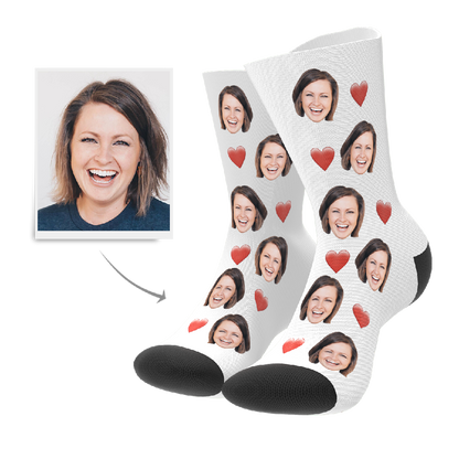 Custom Face Socks With Heart For Men and Women