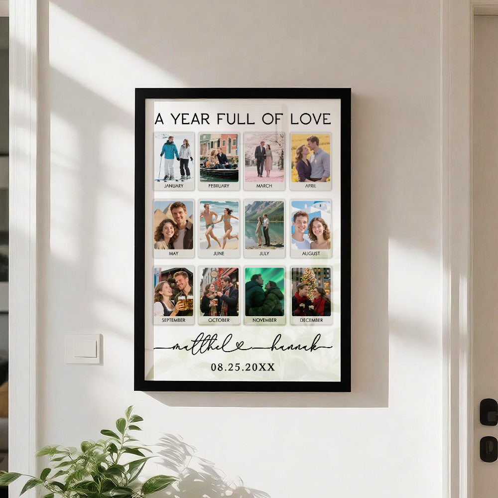 Custom Photo & Text Wooden Anniversary Frame – Personalized Anniversary Keepsake Gift
