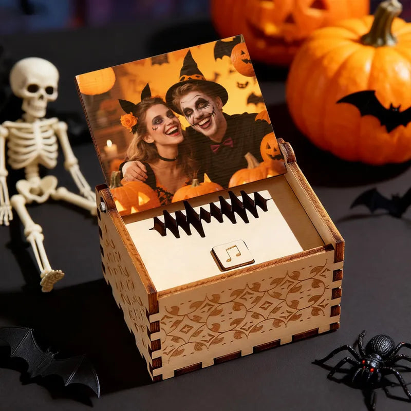 Custom Halloween Gift Digital Music Box Any song Tune or Voice Personalized Wooden Photo Music Box with Text Anniversary Gifts