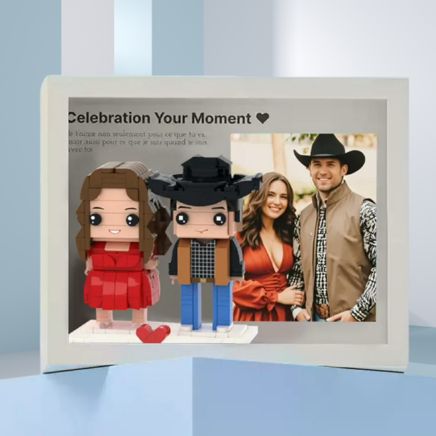 Full Body Customizable Valentines Gift 2 People Brick Figures with Photo Anniversary Gift Birthday Gift
